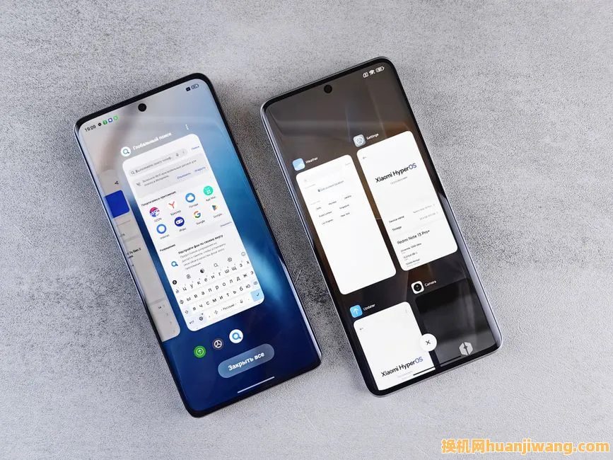 Top view of two modern smartphones with different interfaces on display. Perfect for tech comparisons.